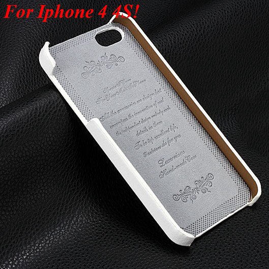 4S 5S Genuine Leather Case Original Real Cowhide Leather Cover For 1551484355-10-white for 4s