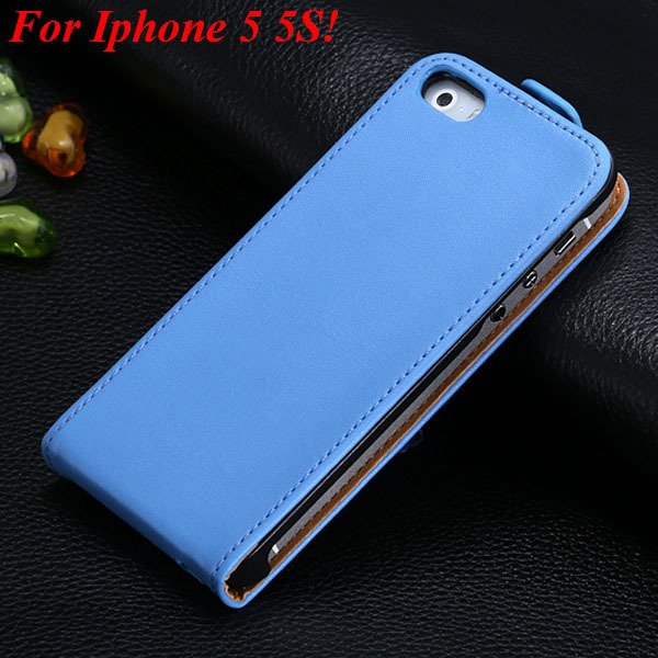 Luxury Genuine Leather Flip Cover Case For Iphone 5 5S 5G Full Pho 1336843246-4-5 5S light Blue