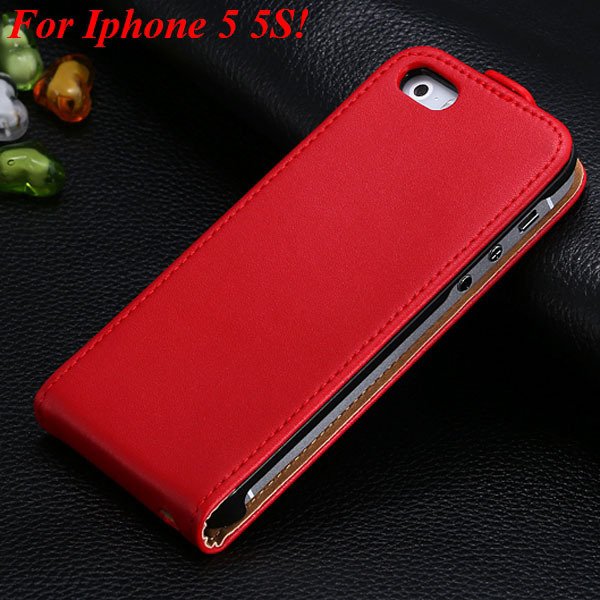 Luxury Genuine Leather Flip Cover Case For Iphone 5 5S 5G Full Pho 1336843246-10-5 5S Red
