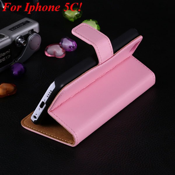 5C Genuine Leather Case Flip Cover For Iphone 5C Full Wallet Phone 1850594132-6-pink for 5C