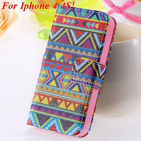 Matt Color Printed Flip Leather Case For Iphone 4 4S 4G 5 5S 5G Wa 1925063846-2-4s Big Cultral Style