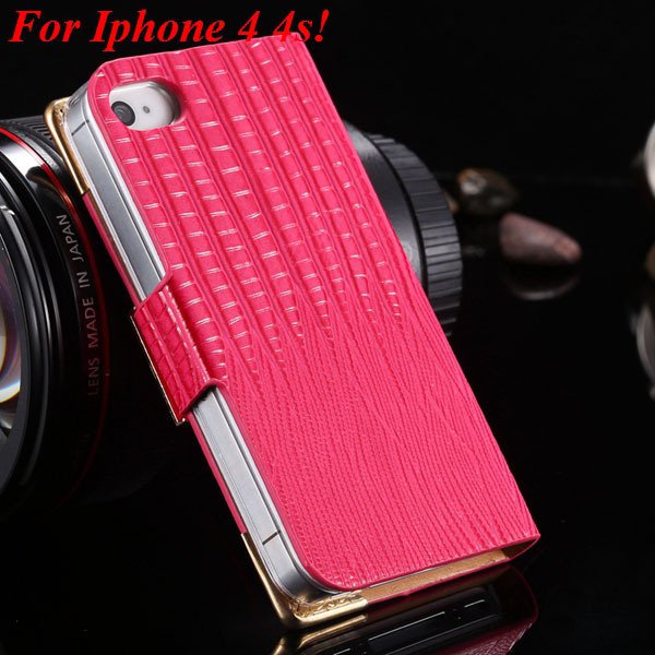 4S 5S Diamond Leather Case For Iphone 5 5S 5G 4 4S 4G Flip Wallet 1892017068-7-hot pink for 4s