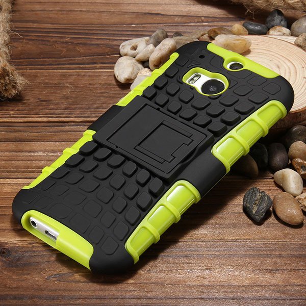 M8 Armor Heavy Duty Hard Cover Case For Htc One M8 Dual Layer Sili 32294281901-3-green