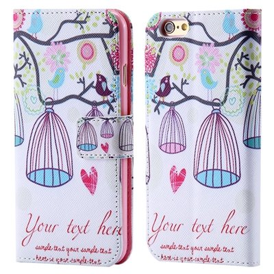 Retro Colorful Mat Pattern Pu Leather Case For Iphone 6 Flip Stand 32255140015-4-Bird Cage