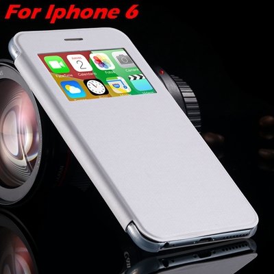 For Iphone 6 Leather Case Front Window View Pu Leather Case For Ip 32256469102-2-White For IPHONE 6