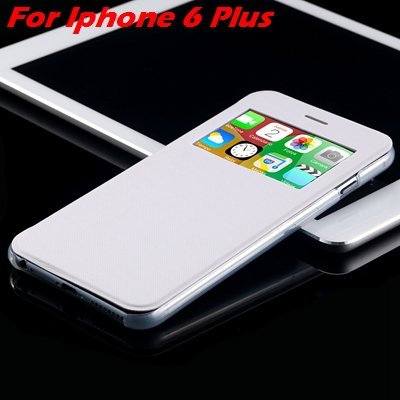 For Iphone 6 Leather Case Front Window View Pu Leather Case For Ip 32256469102-10-White For I6 Plus