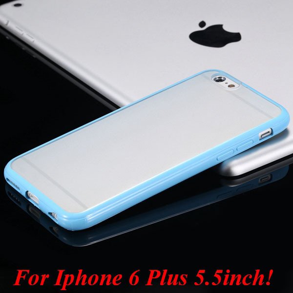 I6/6 Plus Mat Pc Back Case + Candy Color Tpu Frame Clear Cover For 2017247041-16-I6 Plus sky blue