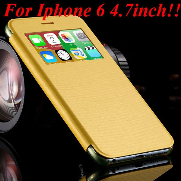 I6 Window View Case For Iphone 6 4.7Inch/5.5Inch Plus Full Wallet 32232345815-5-yellow for iphone 6