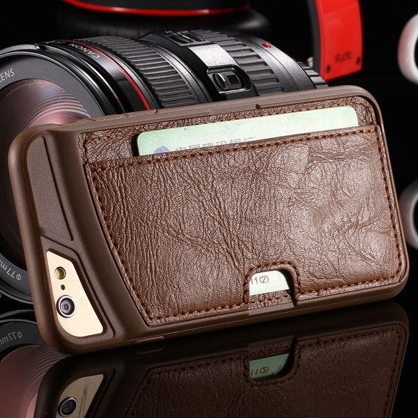 I6 Slim Back Case Pu Leather Card Insert Cover For Iphone 6 4.7Inc 32237107926-2-brown
