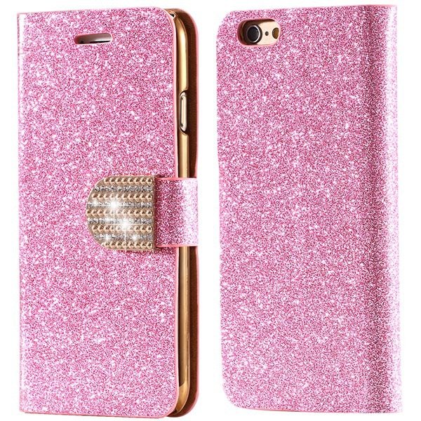 Bling Diamond Leather Case For Iphone 6 Plus 5.5Inch Full Wallet P 32246675389-6-pink
