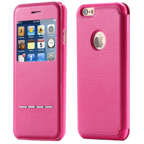 I6 Smart Window View Cover For Iphone 6 4.7Inch Full Case Flip Pro 32241707628-5-hot pink