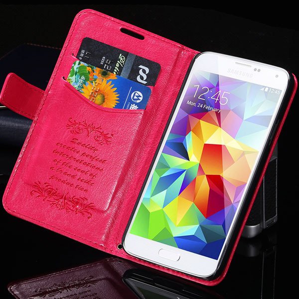 S5 Flip Case With Card Insert Full Protect Cover For Samsung Galax 1871229003-6-hot pink