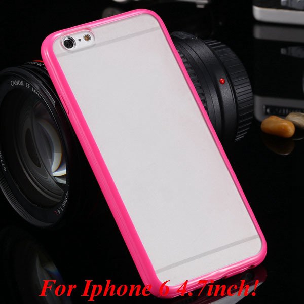 I6/6 Plus Mat Pc Back Case + Candy Color Tpu Frame Clear Cover For 2017247041-6-i6 hot pink