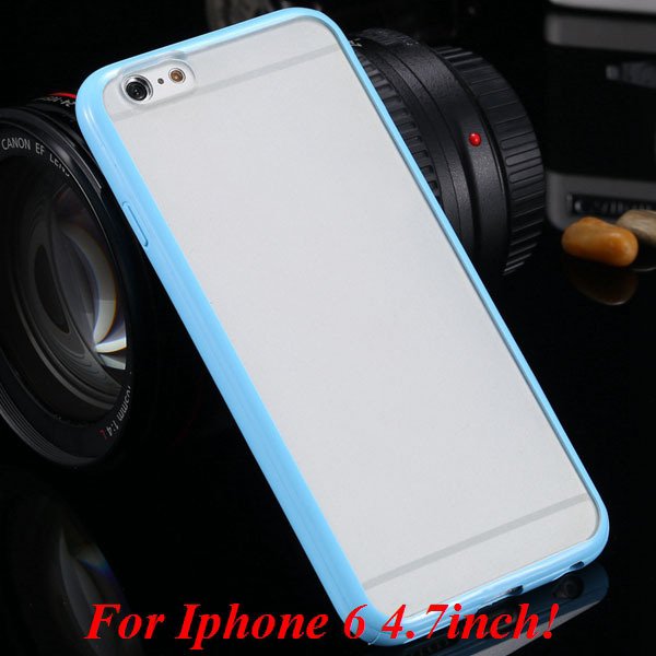 I6/6 Plus Mat Pc Back Case + Candy Color Tpu Frame Clear Cover For 2017247041-10-i6 light blue