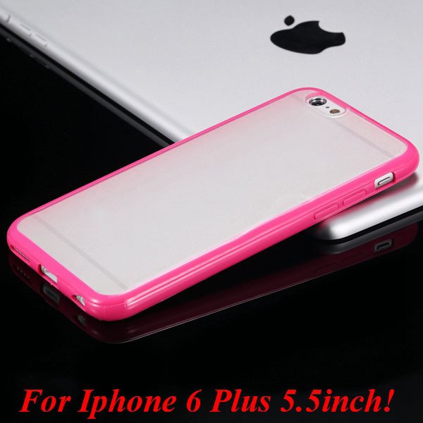 I6/6 Plus Mat Pc Back Case + Candy Color Tpu Frame Clear Cover For 2017247041-12-I6 Plus rose