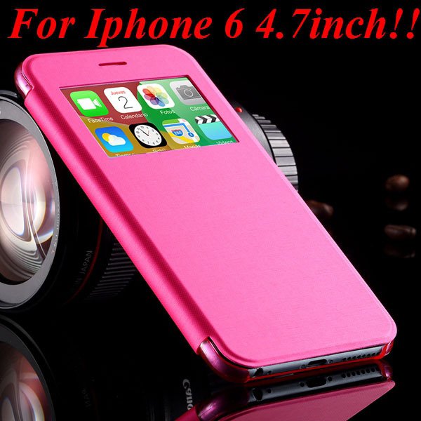 I6 Window View Case For Iphone 6 4.7Inch/5.5Inch Plus Full Wallet 32232345815-3-pink for iphone 6
