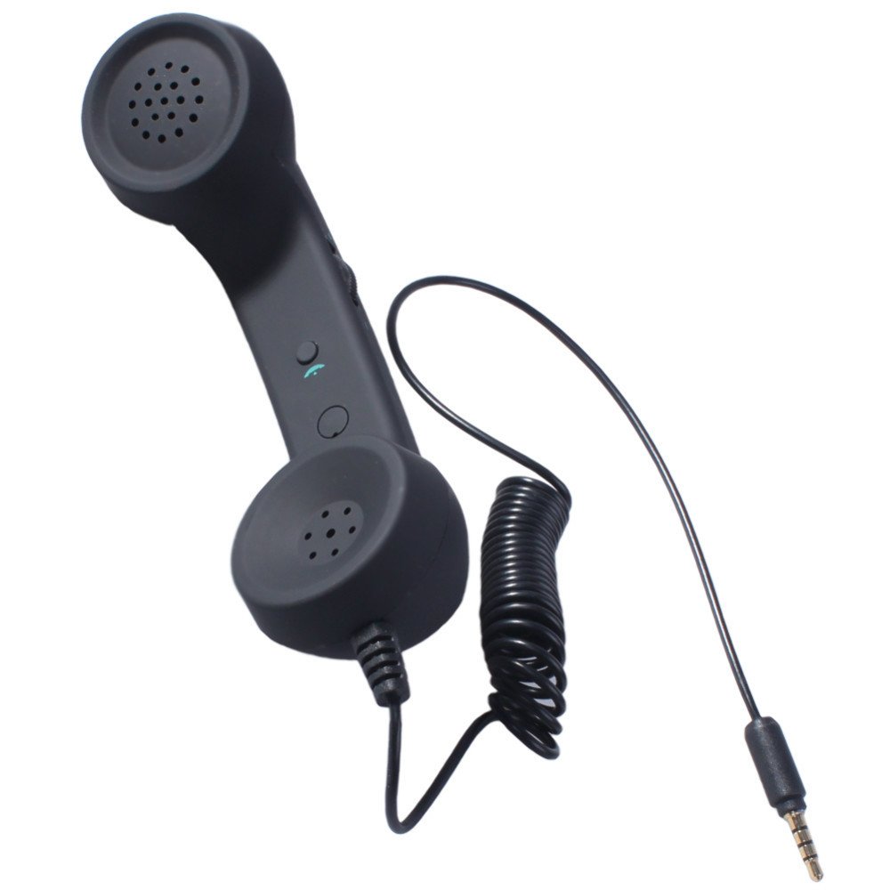 Newest Telephone Receiver Handset Earphone Anti-Radiation Retro Fo 1491427513-1-Black