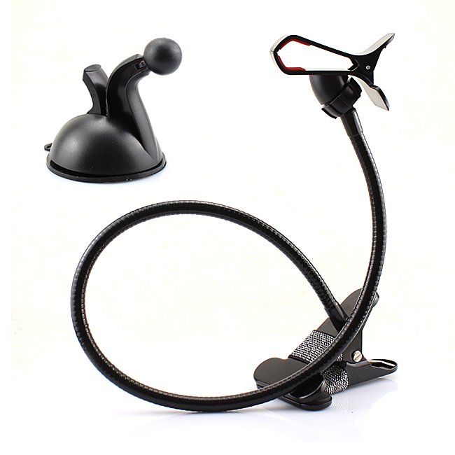 Black 2 In 1 Car Desktop +Long Arm Holder Steel Clip Mount For Sam 1198074753-1-