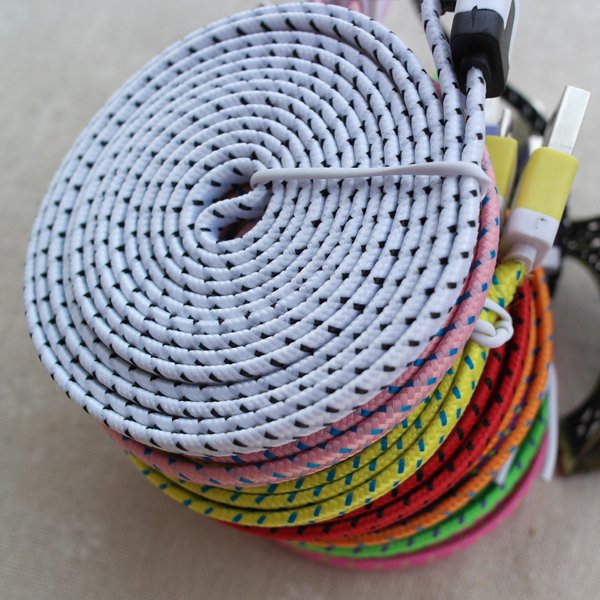2Meter/6Feet Braided Flat Micro 2.0 Usb Date Sync Charging Cable C 2007976045-1-