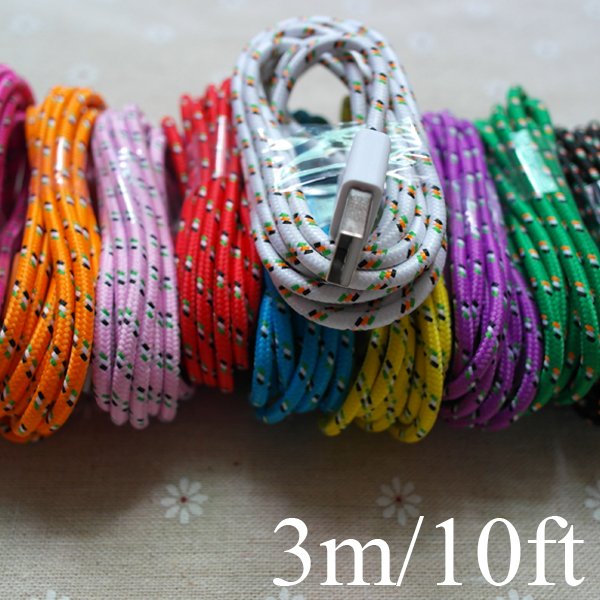 3Meter/10Ft Braided Woven Nylon Wire 8Pin Data Sync Charging Charg 2008828876-1-