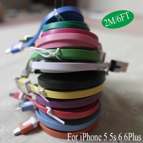 6Ft/2Meter Colorful 8Pin Usb Noodle Wire Date Sync Charging Charge 2008119144-1-