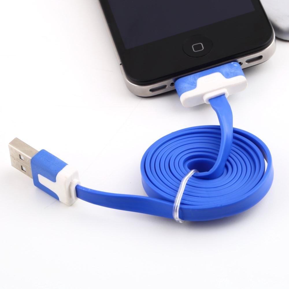 Flat Usb Charging Data Cable Blue For Apple For Ipod For Ipad For 1605016489-1-
