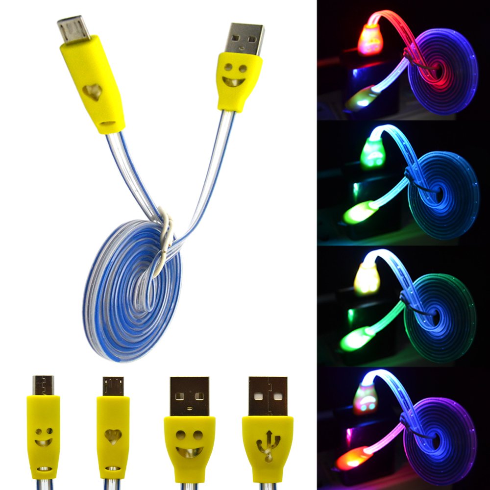 Price 1M Flat Visible Luminous Smiling Face Micro Usb Cable Led Gl 32236870194-1-