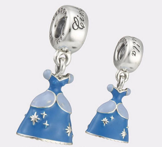 Authentic Pandora Silver Enamel Dangle Disney Cinderella Dress Bead 791578ENMX
