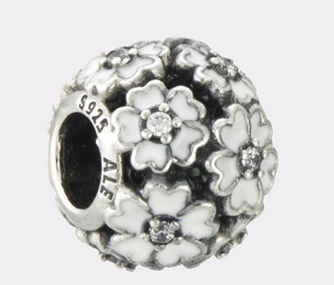 Authentic Pandora Sterling Silver Primrose Meadow White Enamel Bead 791488EN12