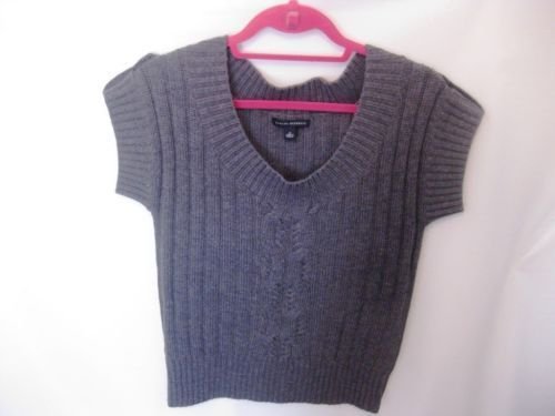 EUC Woman's Medium Banana Republic Grey Short Sleeve Sweater