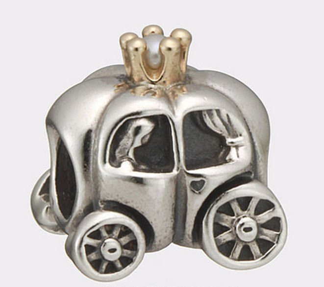 Authentic Pandora Silver &14K Gold Royal Carriage with Pearl Bead 790598P