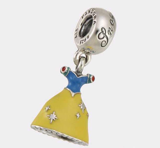 Authentic Pandora Silver Dangle Enamel Disney Snow White Dress Bead 791579ENMX