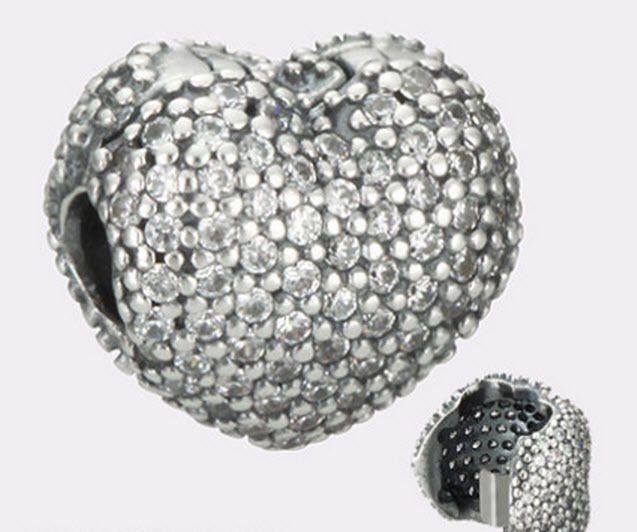 Authentic Pandora Sterling Silver Heart Pave CZ Clip 791427CZ