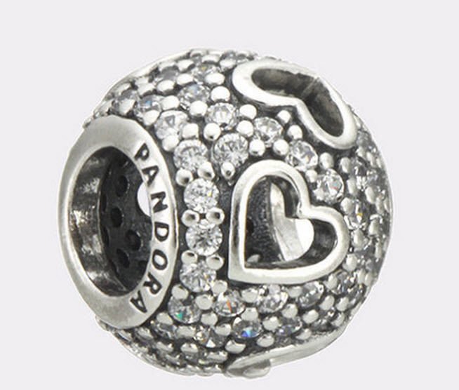 Authentic Pandora Sterling Silver Tumbling Hearts CZ Bead 791426CZ