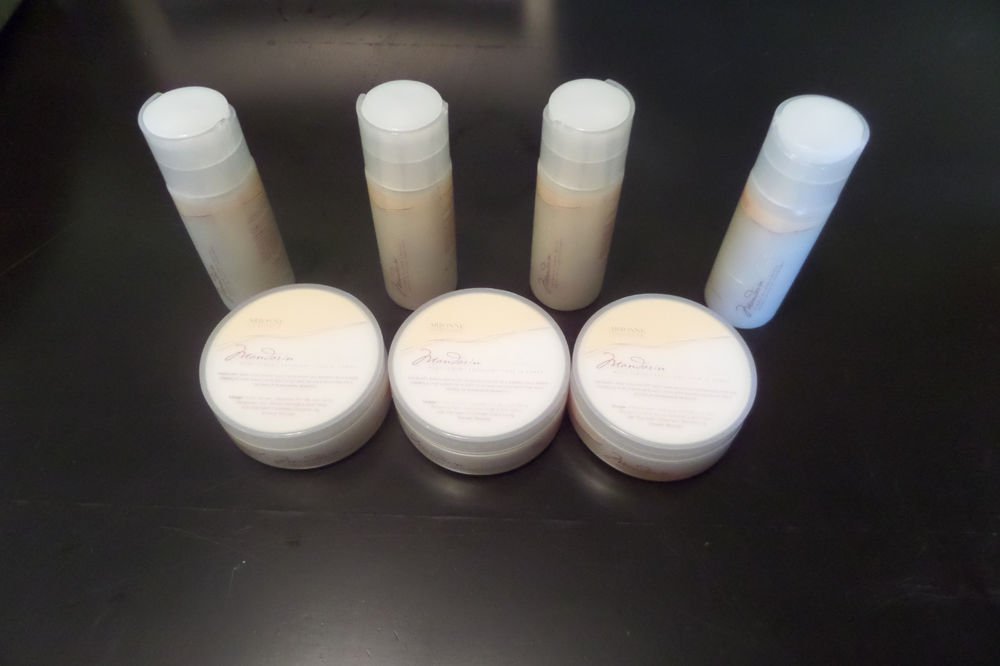 4 Arbonne Mandarin Cashmere Mousse and 3 Mandarin Cashmere Body Scrubs