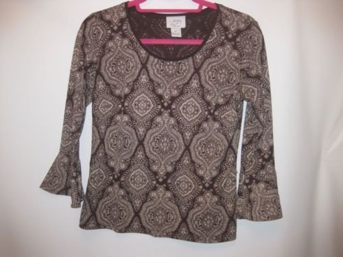 EUC Ann Taylor Loft Petites Brown Pattern Blouse