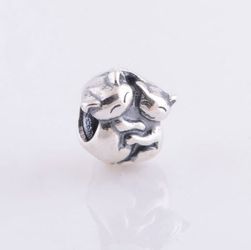 Sterling Silver 925 European Charm Cat and Kitten Hugging Bead