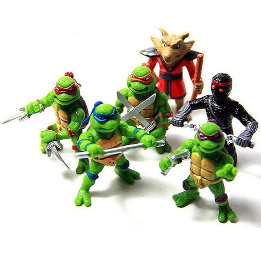 6 Pcs Teenage Mutant Ninja Turtles TMNT Action Figure Playset Cake Topper 4.8 cm