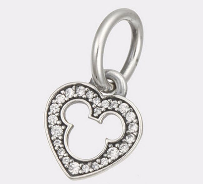 Authentic Pandora Silver Dangle Disney Mickey Silhouette CZ Bead 791557CZ
