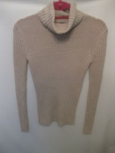 EUC Tan and Shiny Gold Thread Faded Glory Medium Sweater