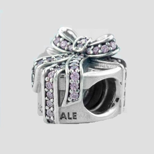 Authentic Genuine Pandora Pink With Love Present Heart Charm with CZ 791423PCZ