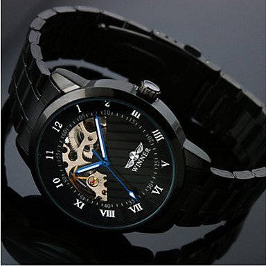 Men's Skeleton Black Steel Band Automatic Mechanical Wrist Watch - **DISCOUNT**
