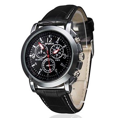 Men's Business Style PU Leather Band Quartz Wrist Watch