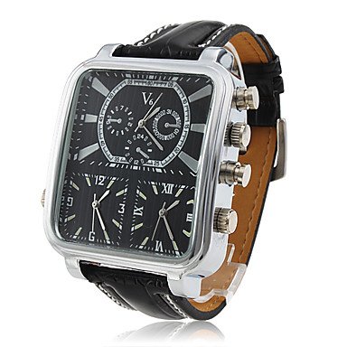 **Men's Wrist Watch Dress Watch Three Time Zones Rectangle Dial - **DISCOUNT**