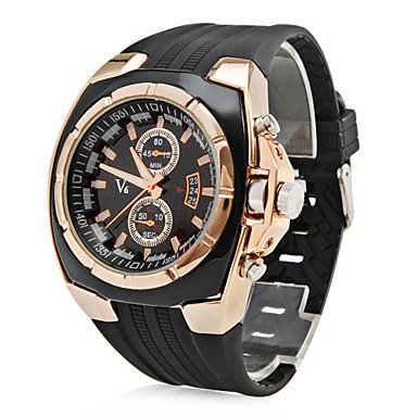 Men's Men's Watch Military Gold Case Rubber Band Wrist Watch