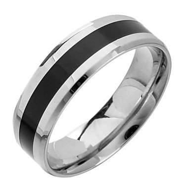 ** Men's Fashion Black And White Titanium Steel Band Ring **