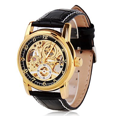 ** Men's Watch Auto-Mechanical Watch Gold Hollow Engraving Elegant Band **