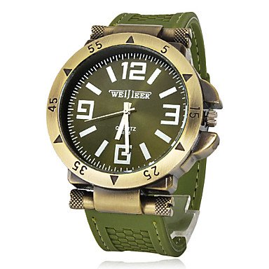 Men's Watch Military Green Bronze Silicone Strap - SPECIAL PRICE