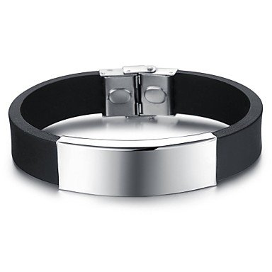 ** Men's Retro Smooth Personality Leather Stainless Steel Bracelet **