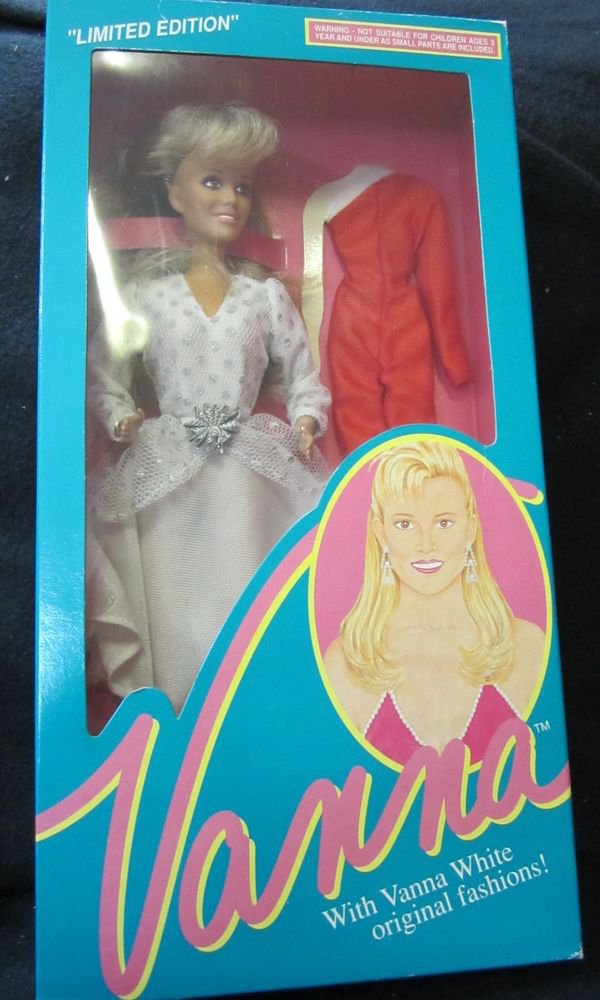 Vanna White 11.5" doll~new in box~white & silver Dress~HSC Home Shopping Club